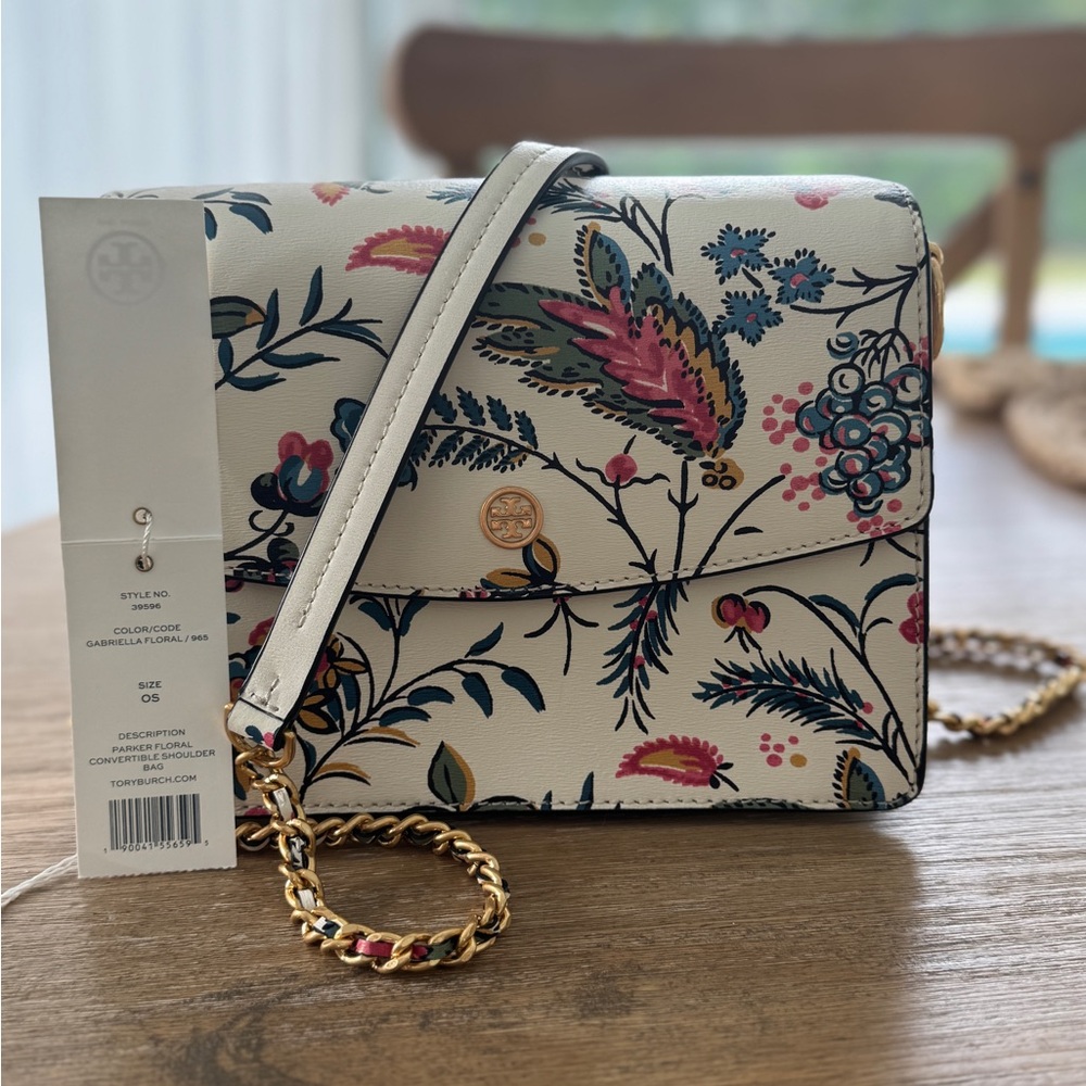 Tory Burch Floral Crossbody Bag - Cream and Pink